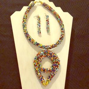 African Muti beaded necklace set  for sale
